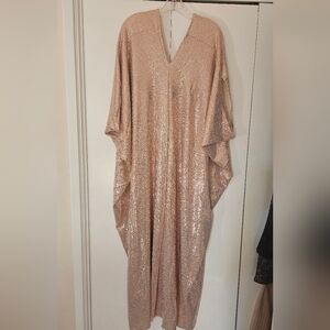 NWOT Jennafer Grace Rose Gold Sequin Kaftan Dress